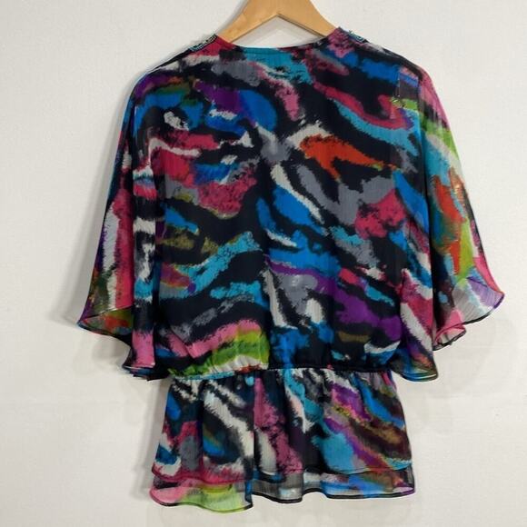 Calessa Blouse Art to Wear Beaded Flutter Sleeves Small - Picture 8 of 11